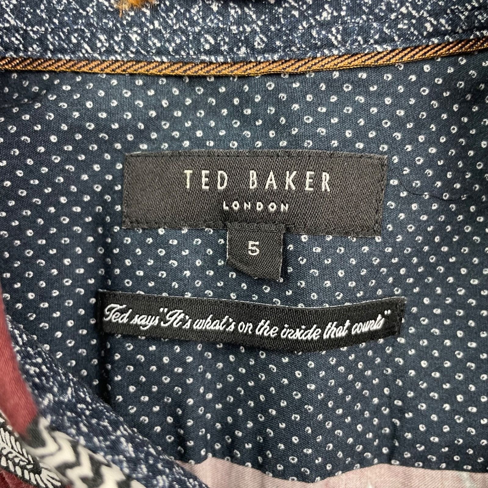 Ted Baker Ted Baker Men's 100% Cotton S/S Button Shirt Burgundy/Black Size US XL / EU 56 / 4 - 3 Thumbnail