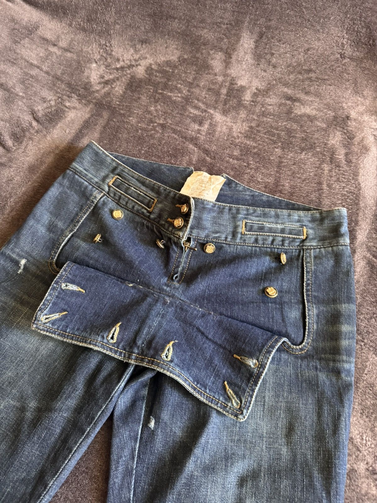 Dolce & Gabbana Vintage Navy Military Style Button Front Denim Jeans Size 27" / US 4 / IT 40 - 9 Thumbnail