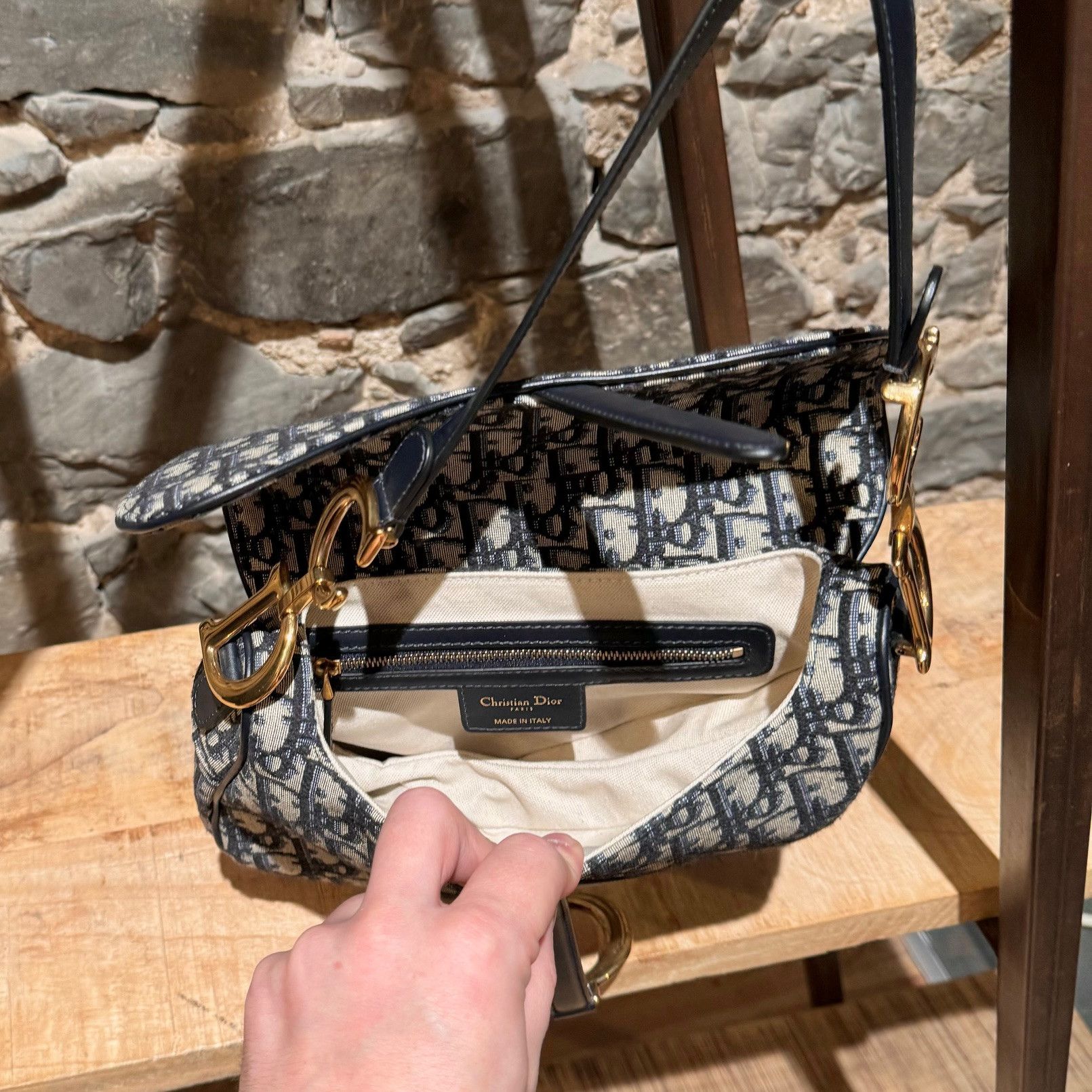Dior Dior 2018 Blue Oblique Saddle Bag w/ Studded Strap Size ONE SIZE - 9 Thumbnail