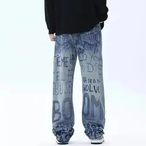 VIBE Graffiti faded blue jeans Size US 32 / EU 48 - 2 Thumbnail
