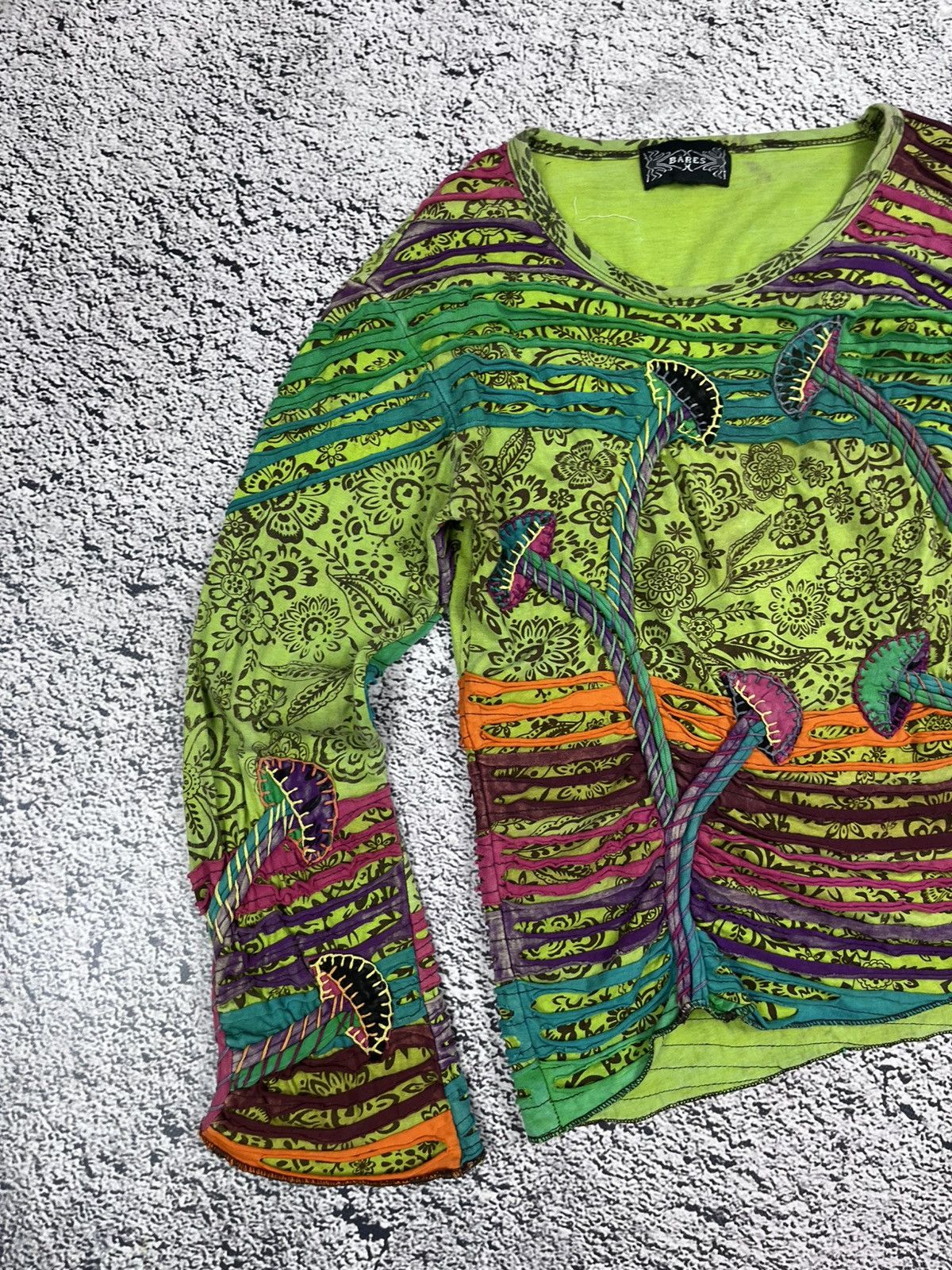 Japanese Brand Vintage Bares Mushroom Acid Green Hippie Top Size M / US 6-8 / IT 42-44 - 2 Thumbnail