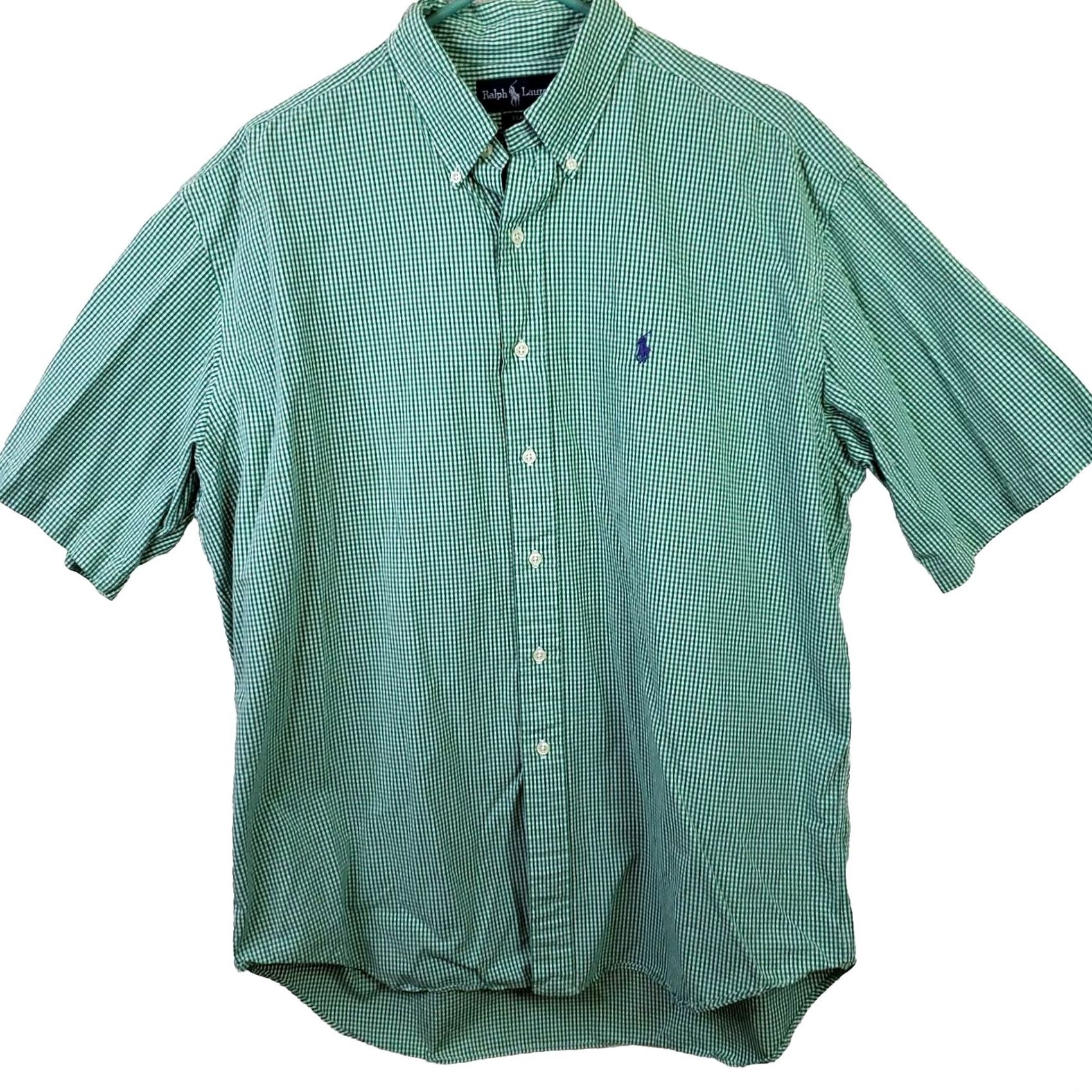 Ralph Lauren Ralph Lauren Button-Down Blake Shirt Men L Green Check Cotton Short Sleeve Button-Up Shirt Size US L / EU 52-54 / 3 - 2 Thumbnail