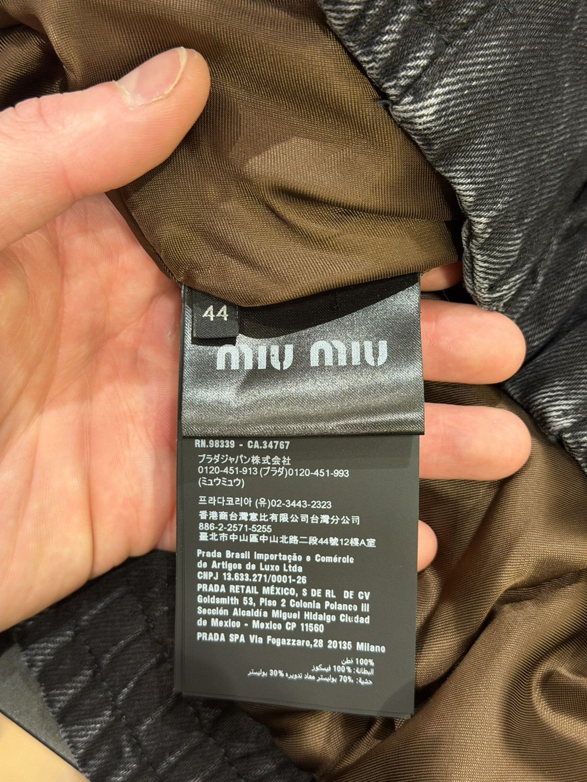 Miu Miu Miu Miu Padded Black Denim Work Jacket w/ Corduroy Collar Size US XL / EU 56 / 4 - 6 Thumbnail
