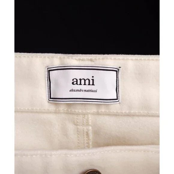 AMI AMI Wide-Leg Brushed-Cotton Trousers Size L Mens Cream Mole Size US 35 - 12 Thumbnail