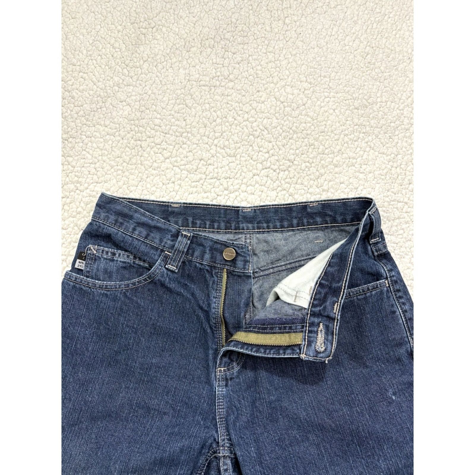 Carhartt Carhartt Flame Resistant Jeans Mens 30x32 Blue Dark Wash Denim Work Size US 30 / EU 46 - 4 Thumbnail