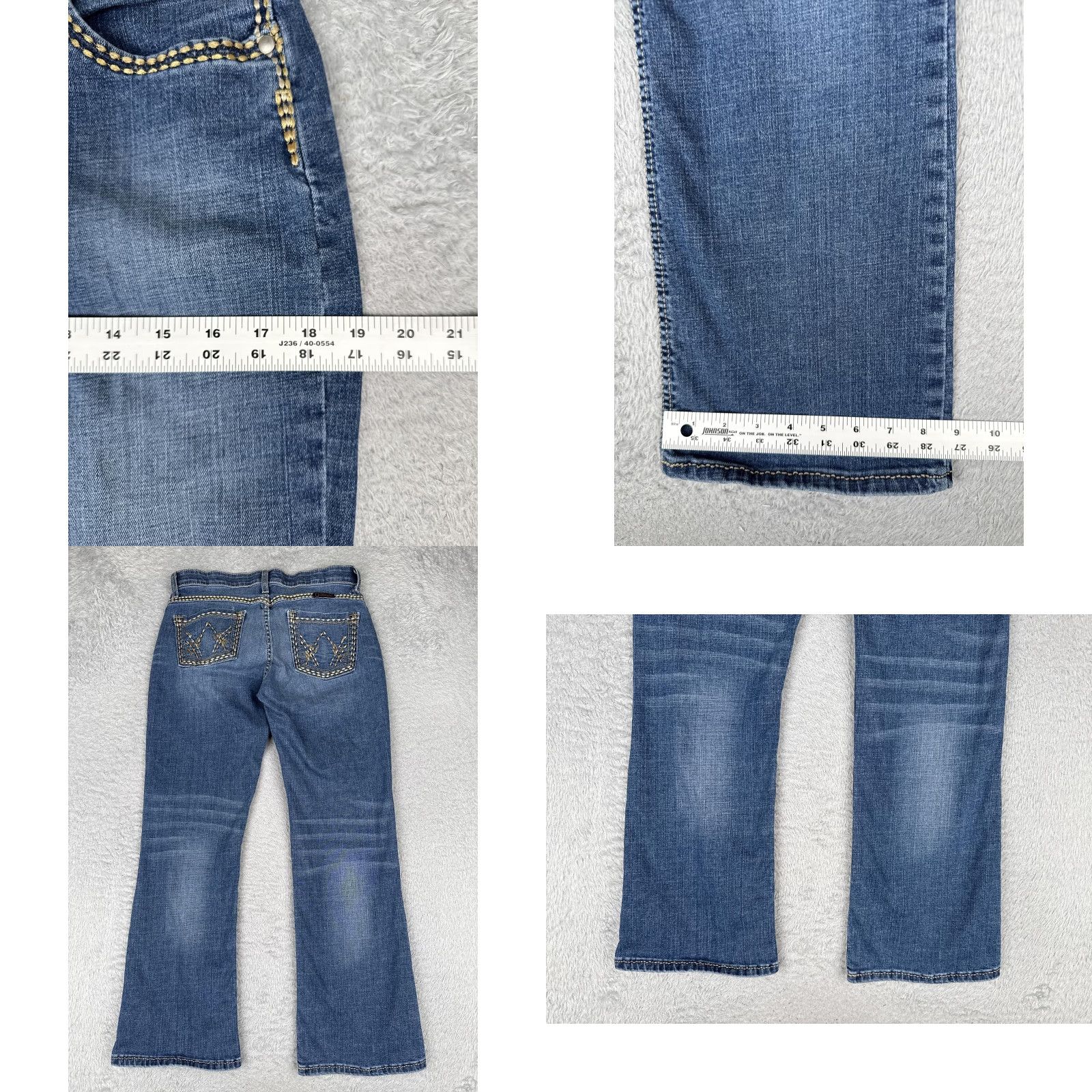 Denime Shiloh Jeans Bootcut Juniors 7/8 Blue Medium Wash Low Rise Stretch Denim 29x32 Size 28" / US 6 / IT 42 - 9 Thumbnail