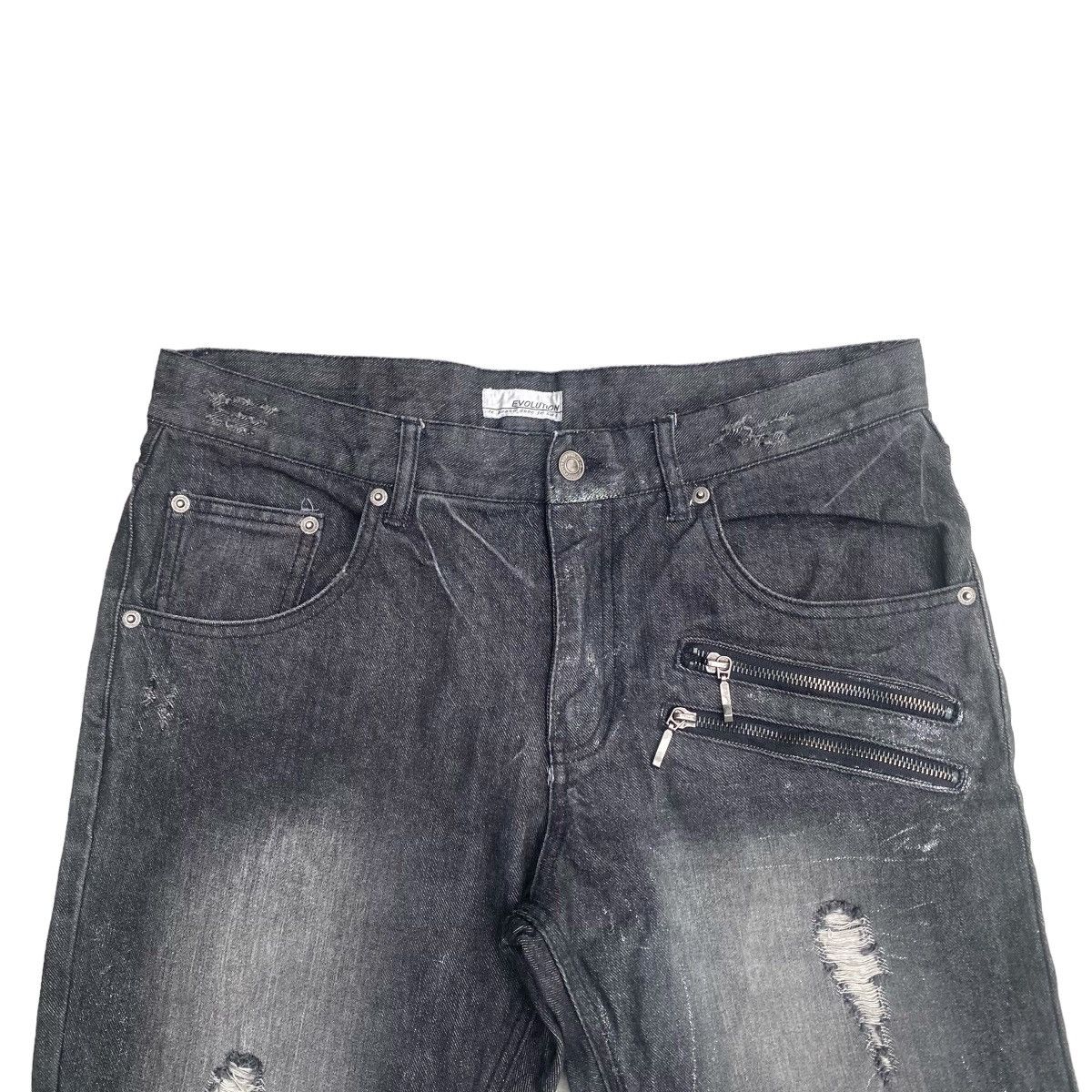 Japanese Brand EVOLUTION Black Distressed flare Size US 33 - 2 Thumbnail