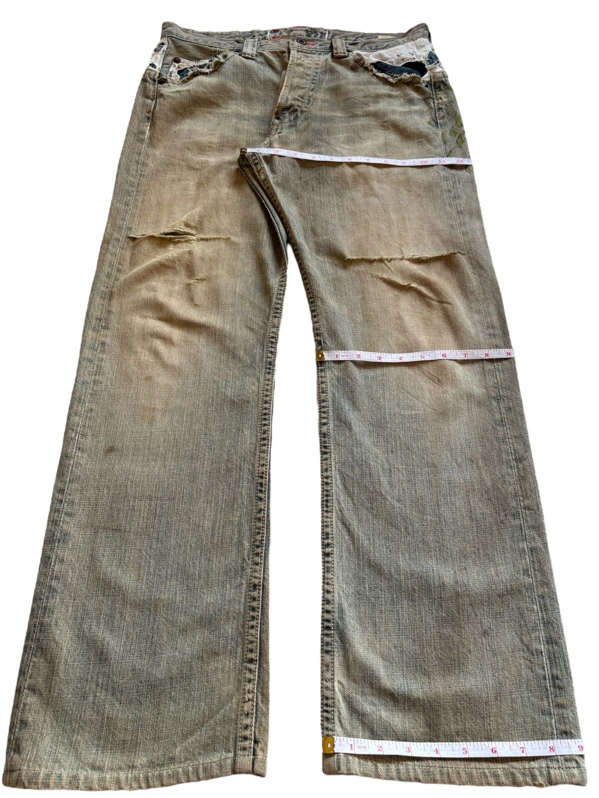 Mizra Jeans Kyoto Vintage Mizra Kyoto Mud Wash Embellished Loose Baggy Jeans Size US 32 / EU 48 - 13 Thumbnail