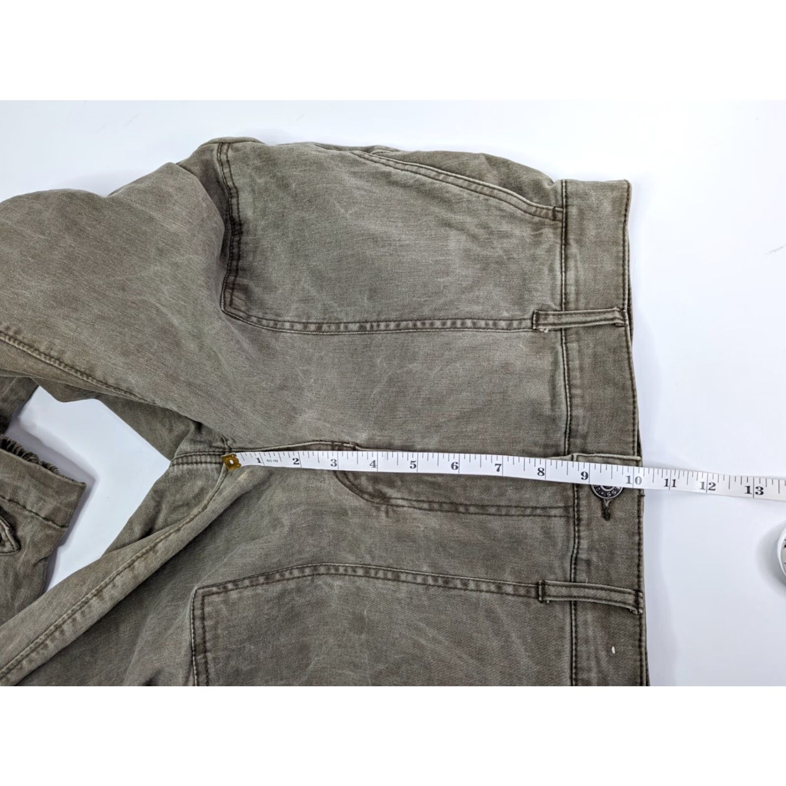 Express Express Womens Jeans 8 Green Olive Stretch Cropped Straight High Rise Pockets Denim 78% Cotton 20% Rayon 2% Spandex Size 30" / US 8 / IT 44 - 7 Thumbnail