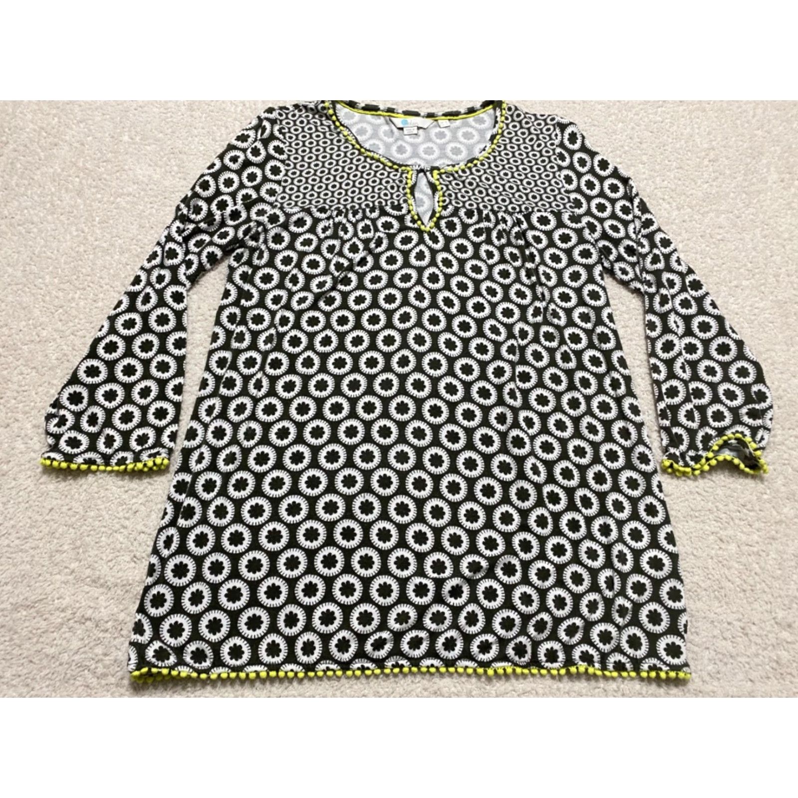 Boden Boden Blouse 3/4 Sleeve Brown Geometric Round Neck Keyhole Viscose Womens Size 4 Shirt Casual Size S / US 4 / IT 40 - 3 Thumbnail