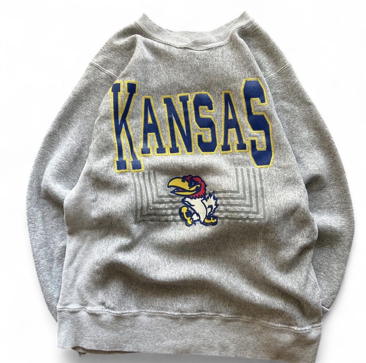 Vintage Vintage 90s Hanes Beefy Kansas Jayhawks Crewneck Sweatshirt Size US L / EU 52-54 / 3 - 1 Thumbnail