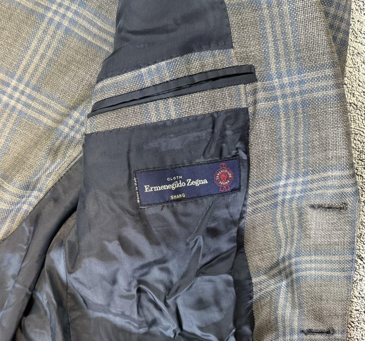 Ermenegildo Zegna Ermenegildo Zegna Blazer 54 IT Grey Check Wool Silk Jacket Size 44R - 9 Thumbnail