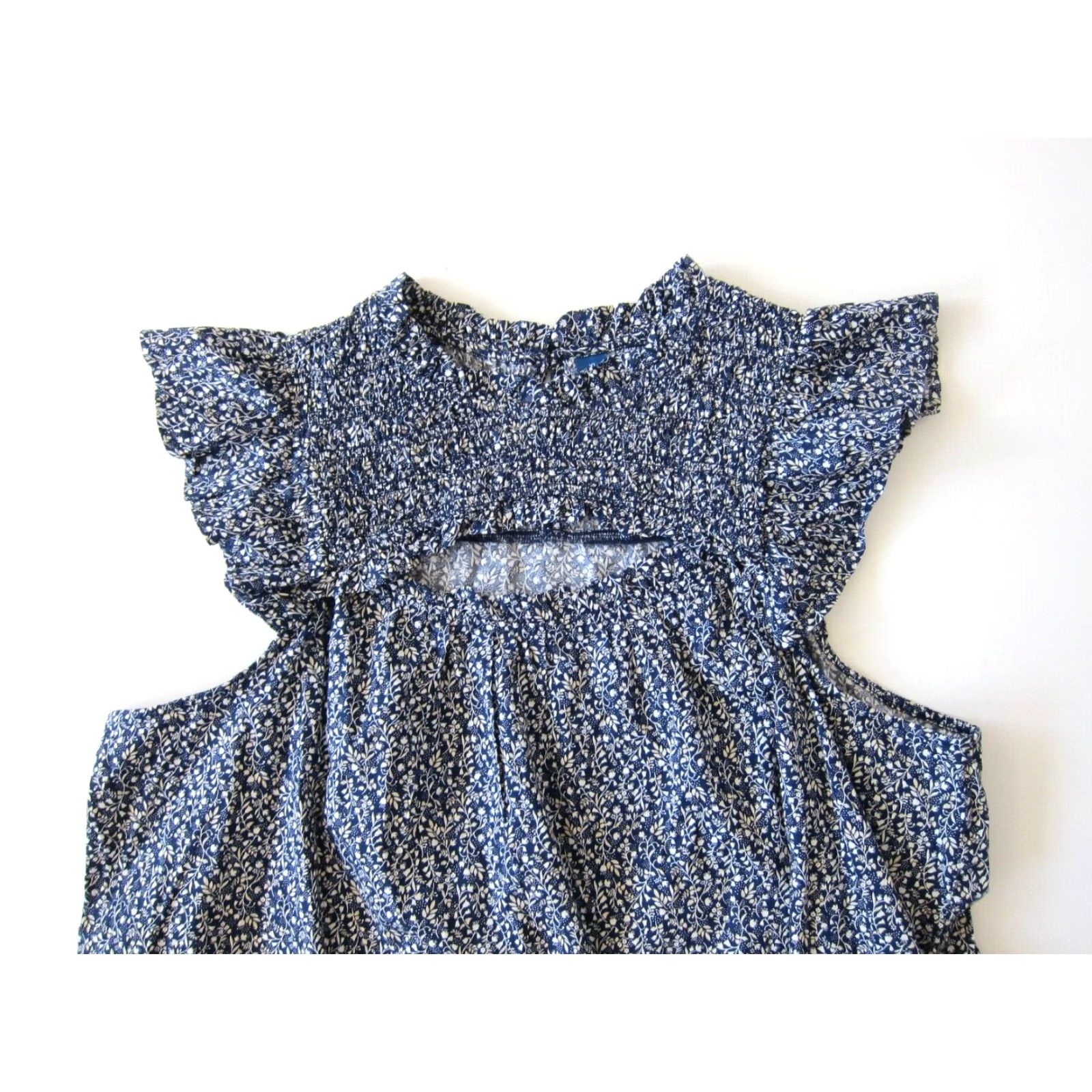 Old Navy Old Navy Cotton Blue White Floral High Neck Cap Sleeve Tunic Sun Dress XL Size XL / US 12-14 / IT 48-50 - 3 Thumbnail