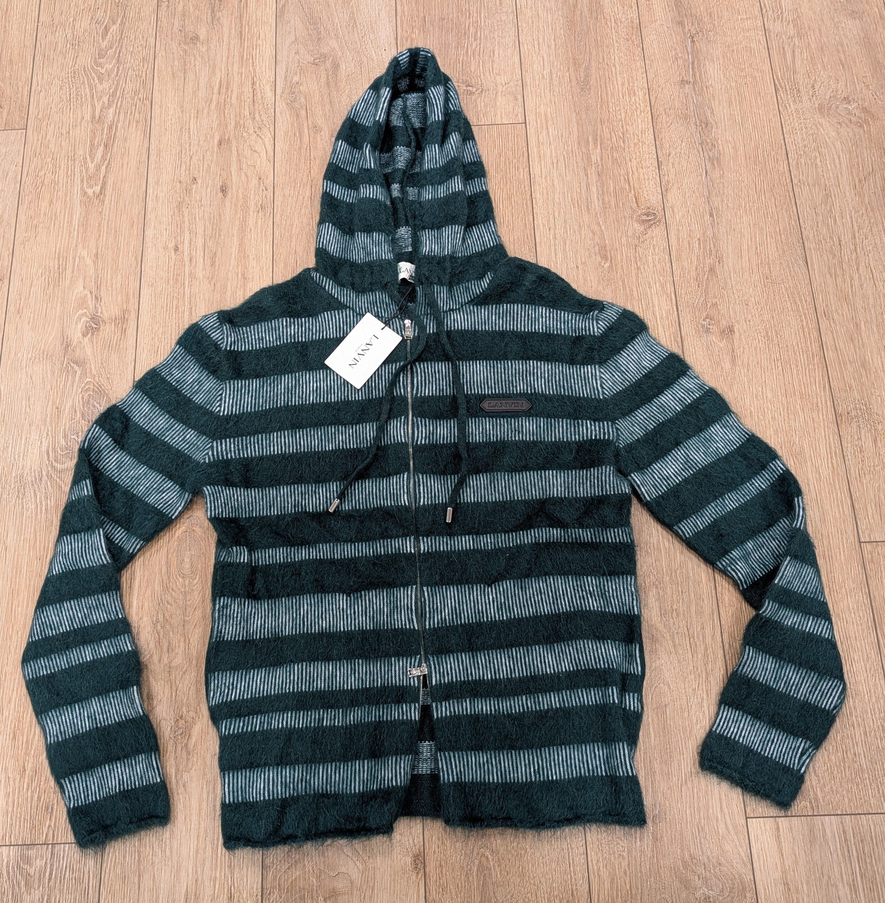 Lanvin Lanvin Striped Mohair Blend Sweater Hoodie Green Medium Size US M / EU 48-50 / 2 - 1 Thumbnail