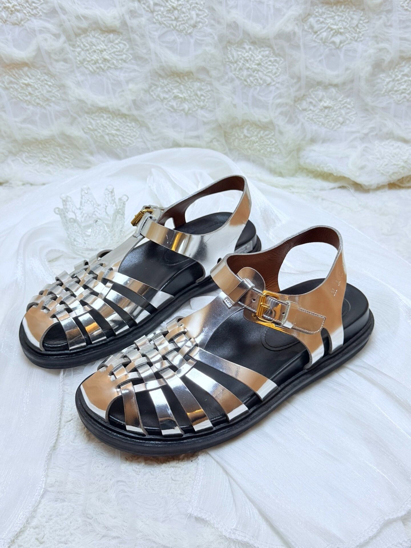 Marni Marni Metallic Silver Sandals us_6 Women Size US 6 / IT 36 - 1 Thumbnail