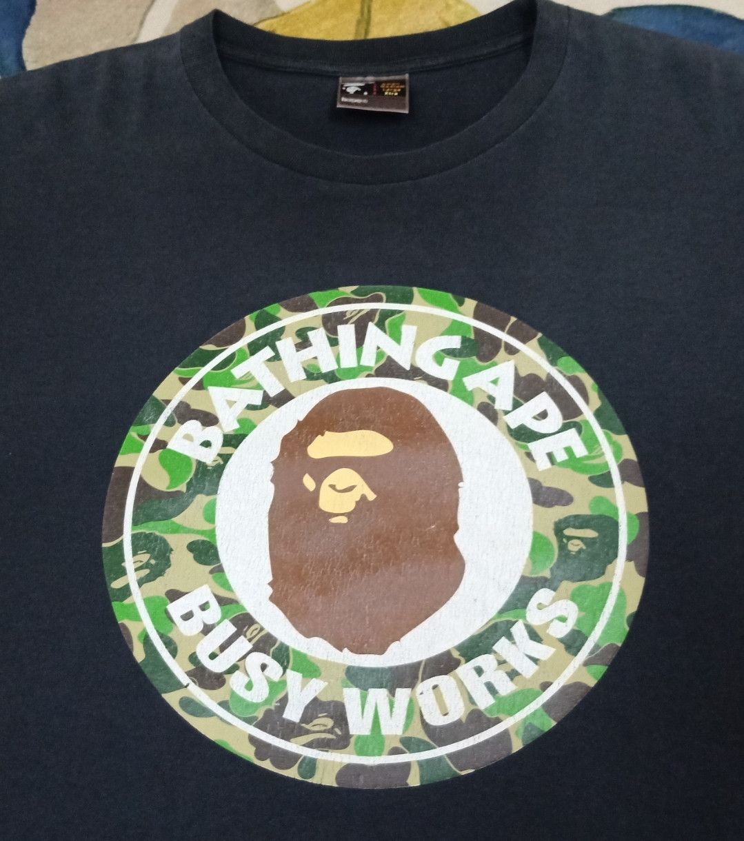 Bape × Vintage Vintage Bathing Ape Busy Works Camo Logo T-shirt Size US XL / EU 56 / 4 - 6 Thumbnail