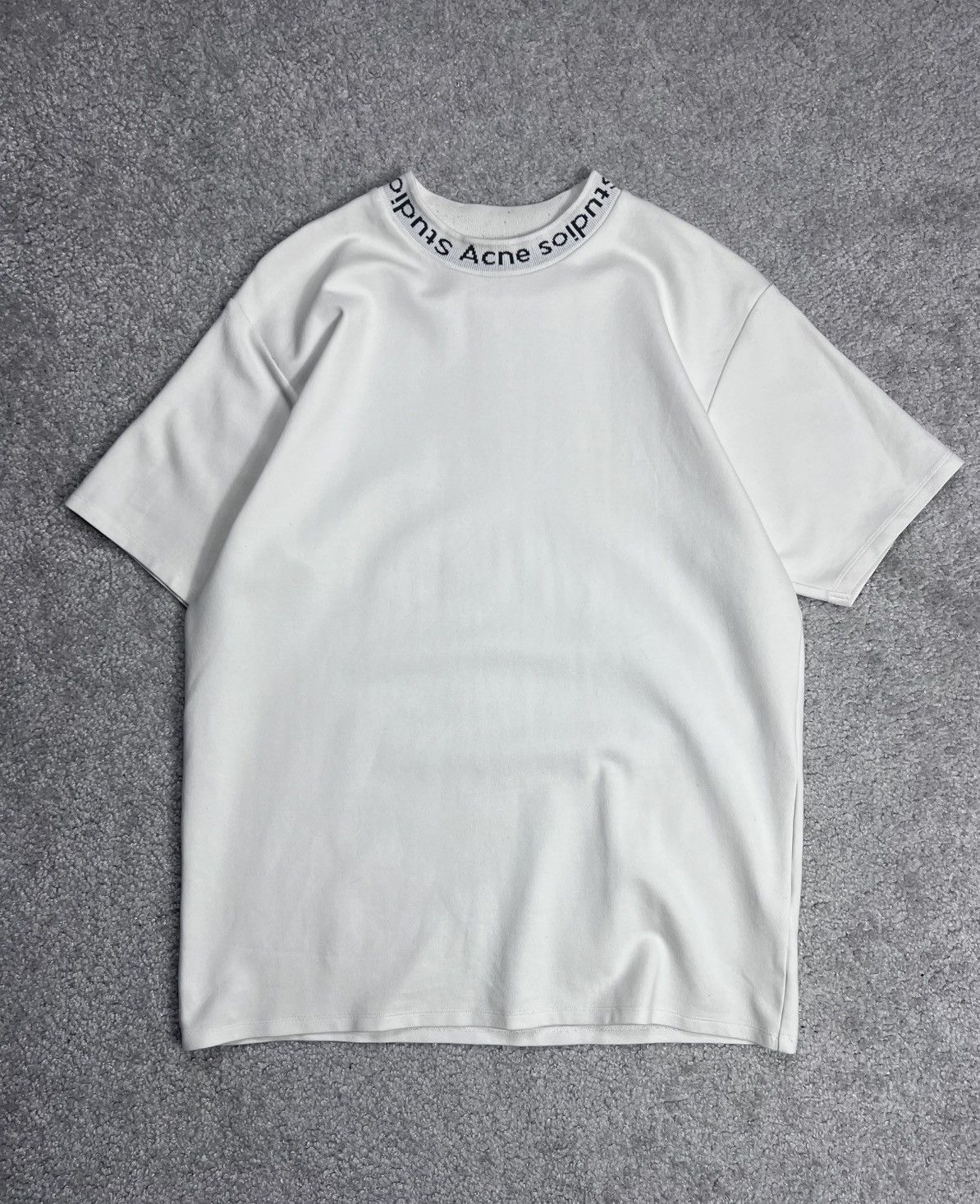 Acne Studios Acne Studios Navid Neck Logo White T Shirt Size M Size US M / EU 48-50 / 2 - 1 Thumbnail