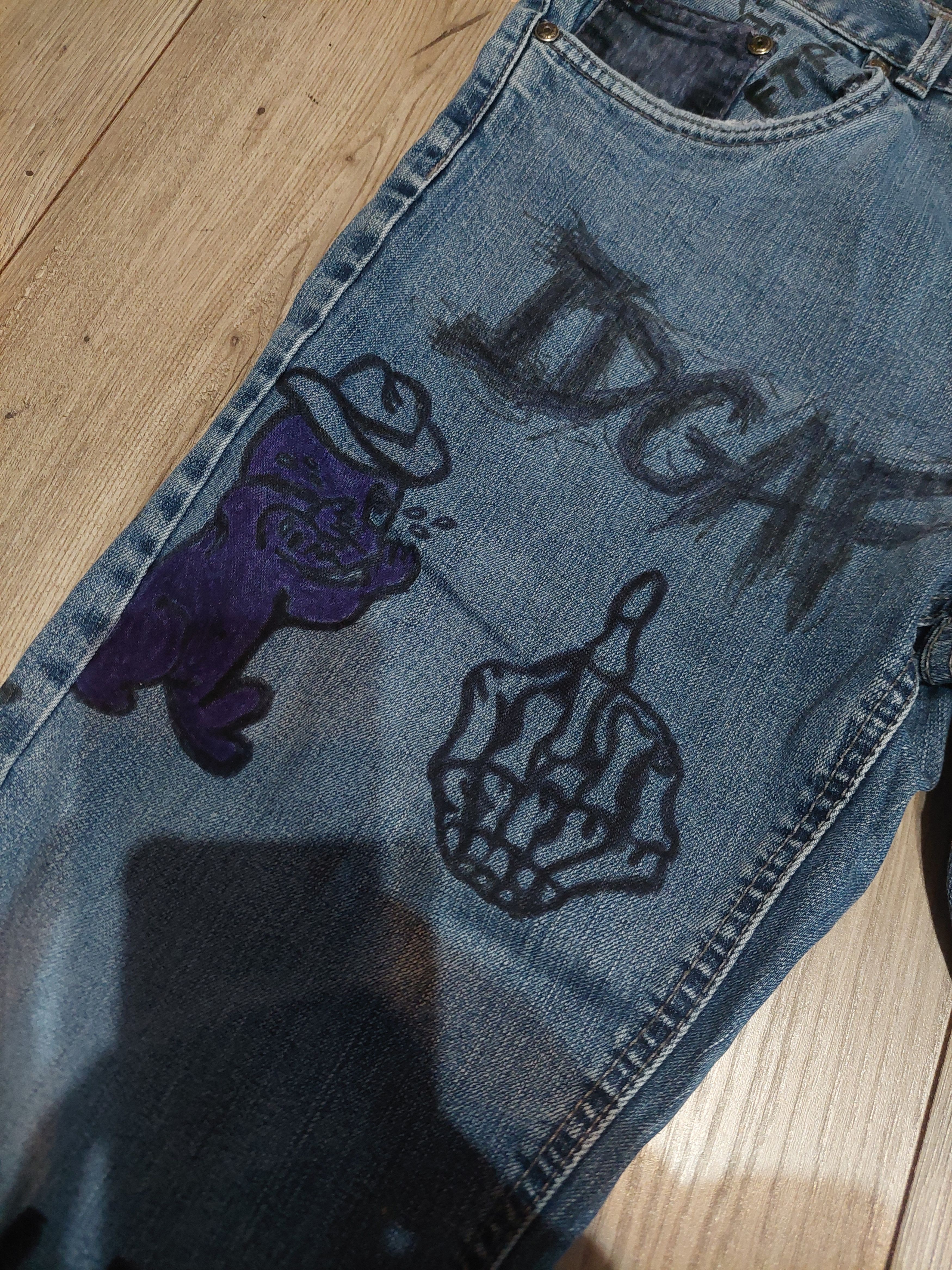 Other custommade jeans baggy lil peep y2k grunge vintage Size US 30 / EU 46 - 5 Thumbnail