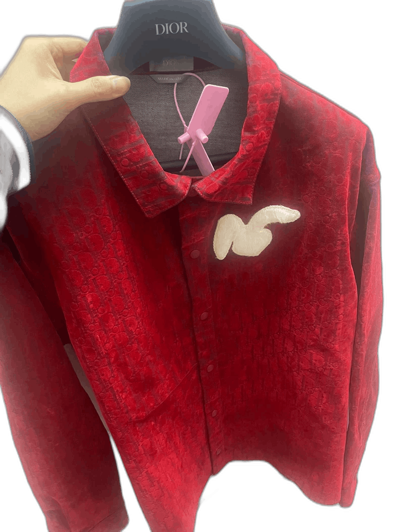 Dior Dior Red Logo Print Shirt Jacket Outerwear-yf Size US L / EU 52-54 / 3 - 1 Thumbnail
