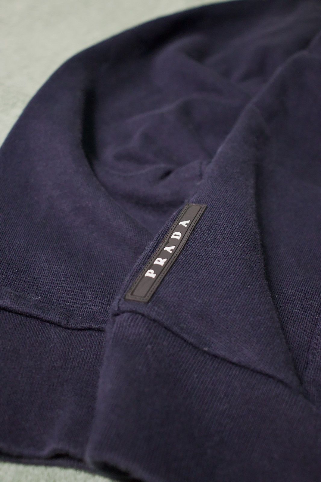 Prada Prada Luxury Black Tab Dark Blue Hoodie Rare Piece Size US XL / EU 56 / 4 - 7 Thumbnail