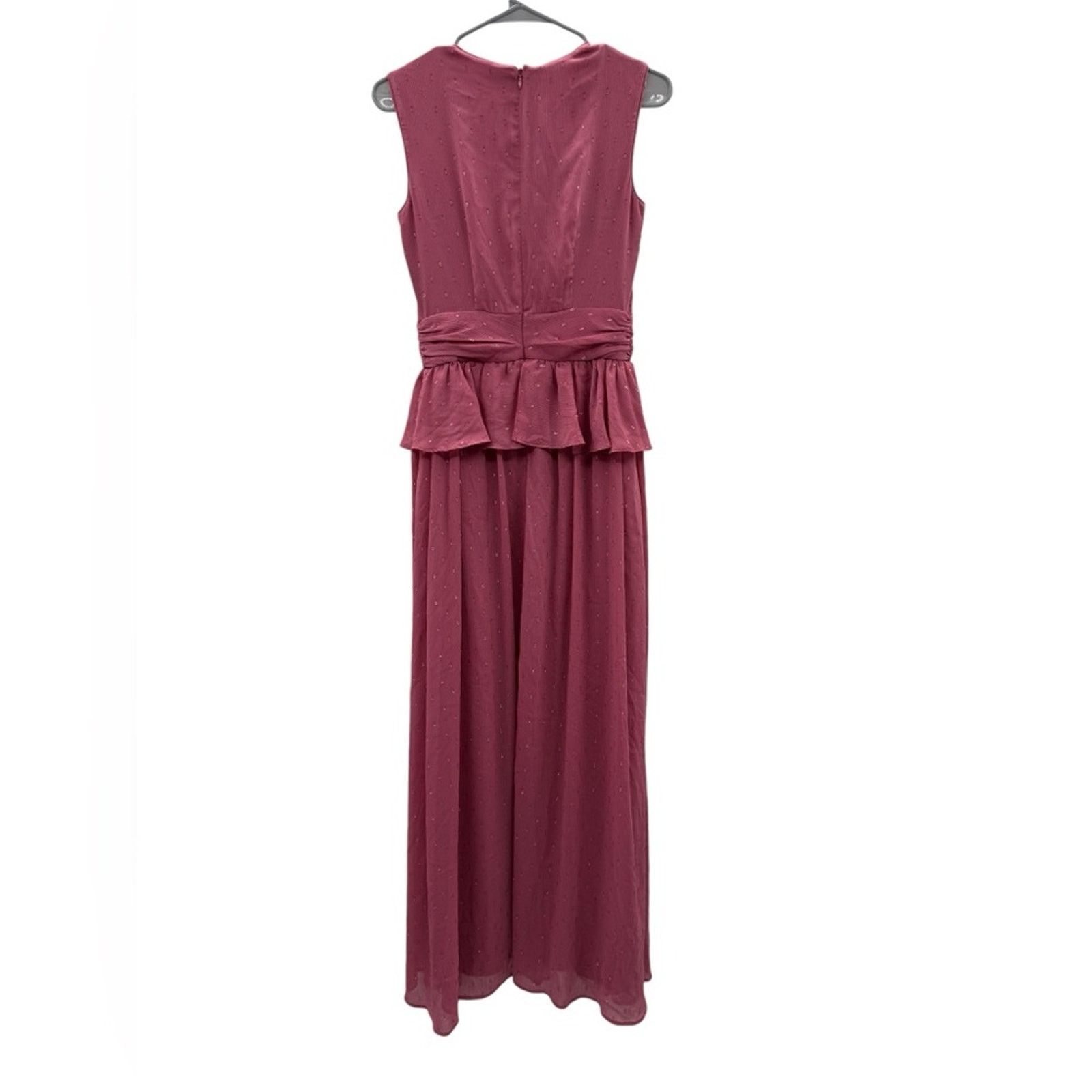 REVOLVE LDT Pink Rose Metallic Peplum Waist V Neck Maxi Gown Dress Size XS / US 0-2 / IT 36-38 - 6 Thumbnail