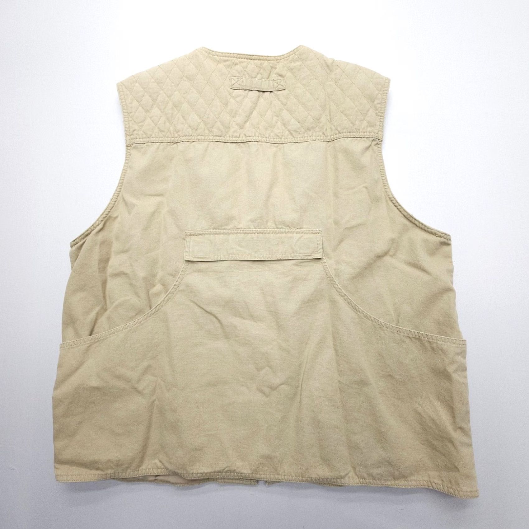 Vintage St. John's Bay Vest Mens XL Tall Tan Quilted Full Zip Lined Canvas Outdoor Outdoor Camping Hunting Fishing Adjustable Pocket Beige/Khaki Shirt Size US XL / EU 56 / 4 - 7 Thumbnail