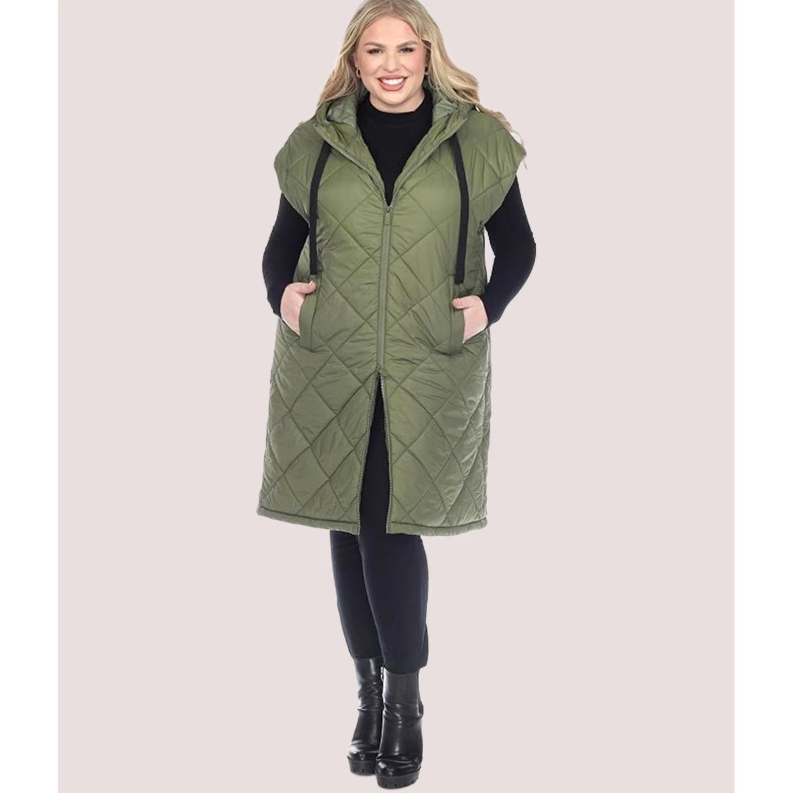 White Mark White Mark Womens Hooded Puffer Vest, Green, Plus Size, 3X Size XXL / US 16-18 / IT 52-54 - 1 Preview