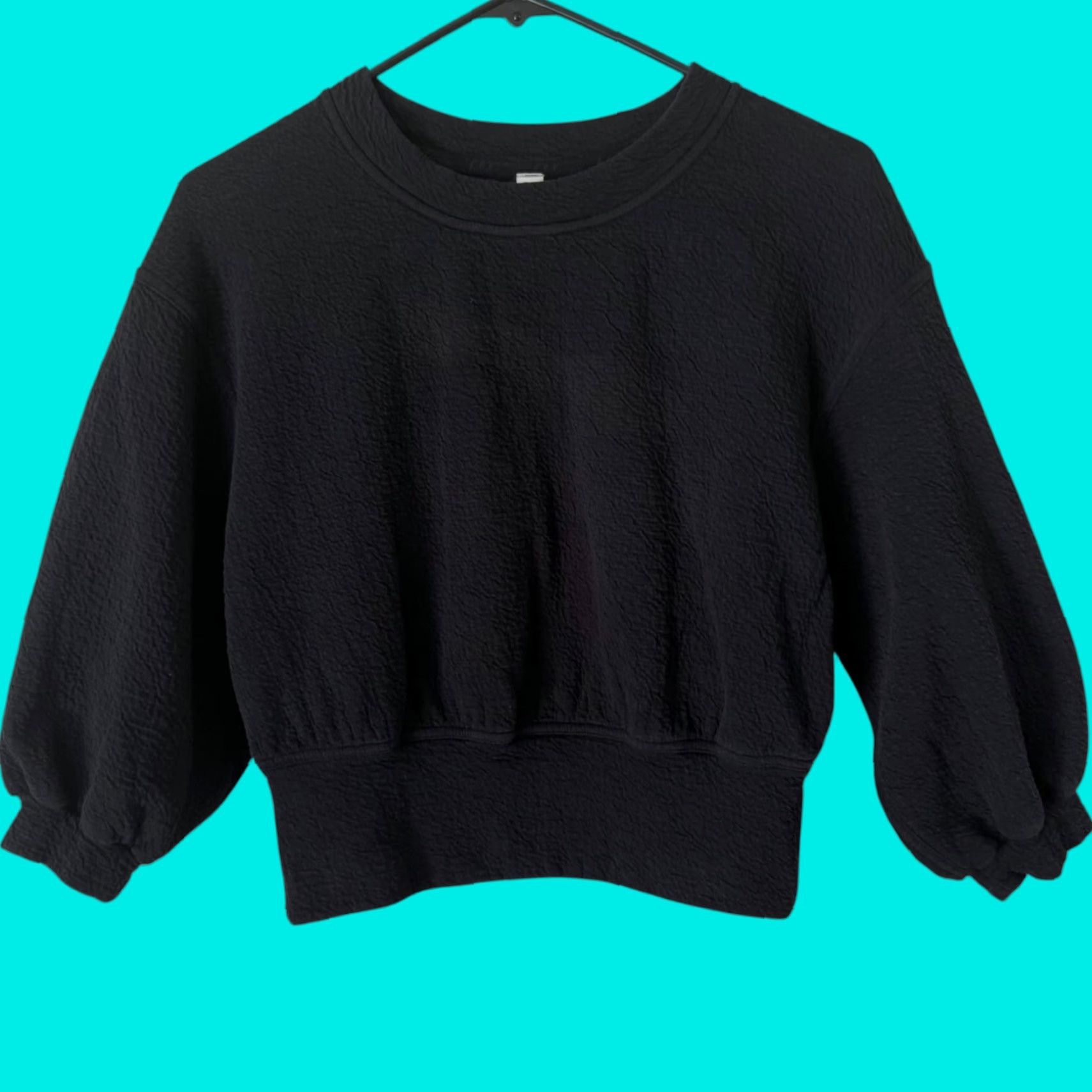 Lululemon Sweatshirt Textured Crewneck Pullover Black Women's Size 2 Activewear Slim/Regular Fit