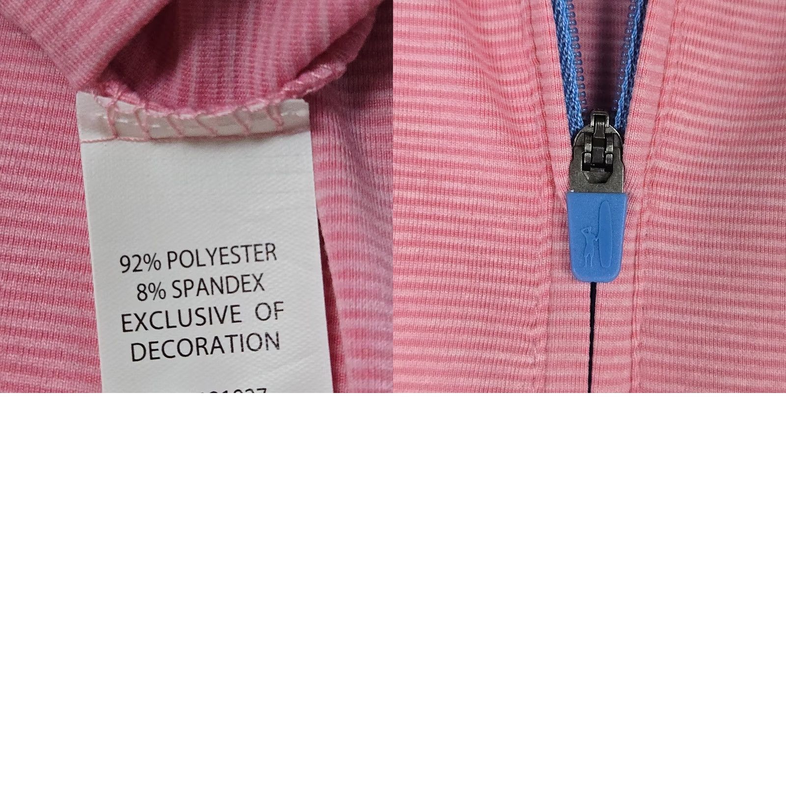 johnnie-O Johnnie-O Mens 1/4 Zip Pullover Golf Pink Stripes Regular Medium Shirt Size US M / EU 48-50 / 2 - 9 Thumbnail