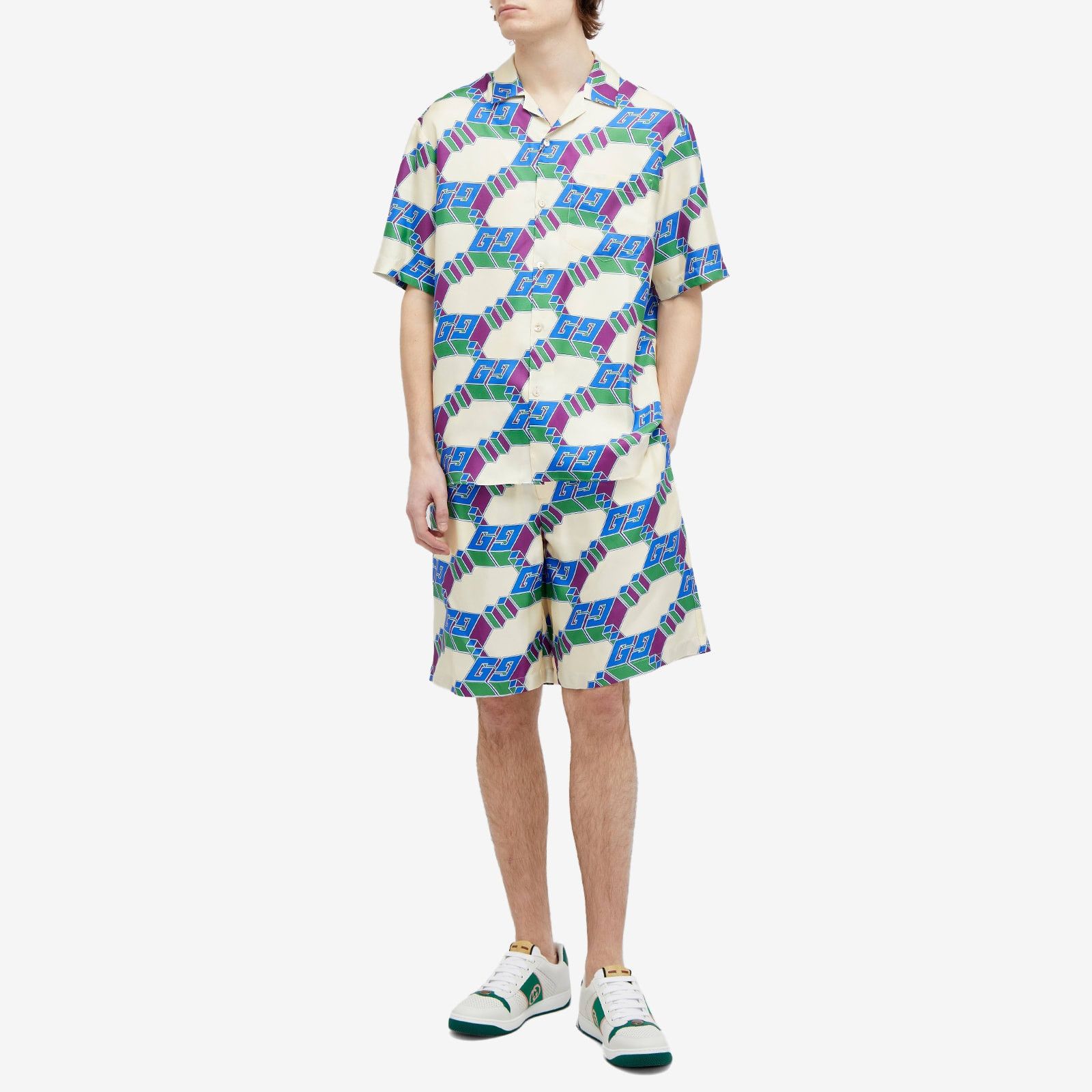 Gucci o1mt1gz0325 3D GG Print Silk Shirt in Multicolor Size US S / EU 44-46 / 1 - 2 Thumbnail
