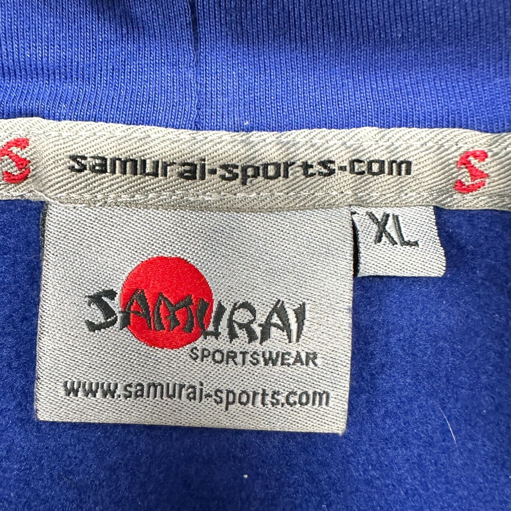 Vintage VINTAGE Samurai Rugby Hoodie Mens XL Blue Pullover Thermal Fleece Logo Drawstring Crew Neck 90s Size US XL / EU 56 / 4 - 4 Thumbnail