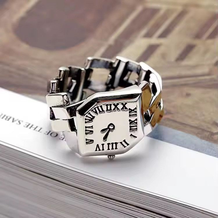 Japanese Brand Sliver Clock Finger Resizeable Ring Size ONE SIZE - 3 Thumbnail