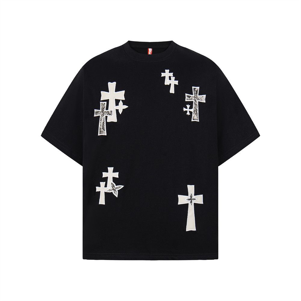 Japanese Brand Men's Loose-Fit Casual T-Shirt with Cross Embroidery Size US M / EU 48-50 / 2 - 1 Thumbnail