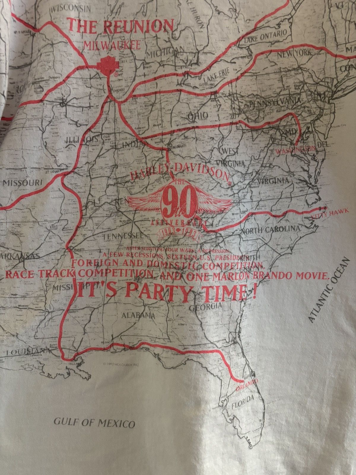 Vintage 1993 Harley-Davidson "The Reunion" AOP Map Tee Size US L / EU 52-54 / 3 - 2 Thumbnail