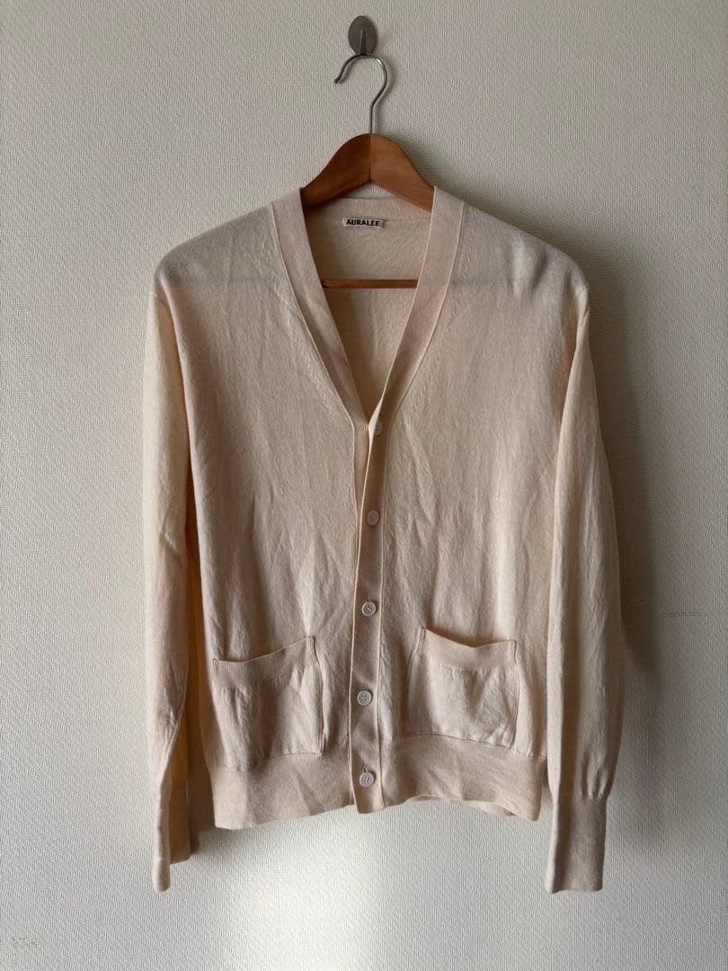 【AURALEE】 SUPER FINE CASHMERE CARDIGAN Auralee Auralee SUPER FINE CASHMERE SILK CABLE KNIT CARDIGAN | Grailed