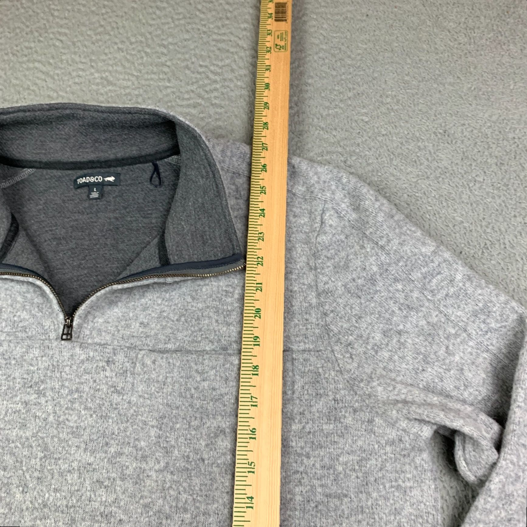 Toad&Co Toad & Co Kennicott Sweater Men's Large Gray Wool Blend 1/4 Zip Pullover Size US L / EU 52-54 / 3 - 4 Thumbnail