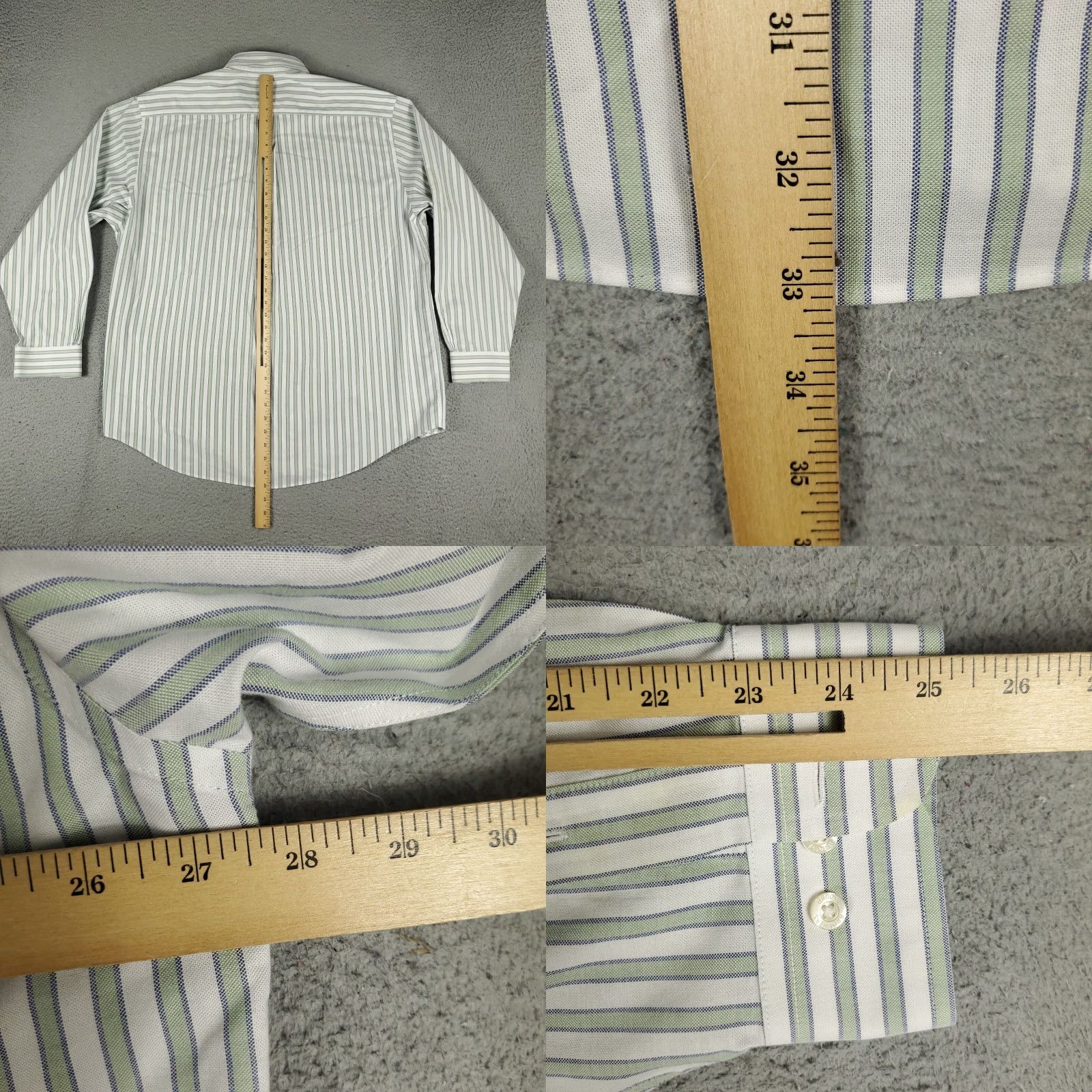 Brooks Brothers BROOKS BROTHERS Shirt XL Green Striped Button-Up Long Sleeve Cotton Woven Collared Stained Classic Preppy Mens Size US XL / EU 56 / 4 - 8 Thumbnail