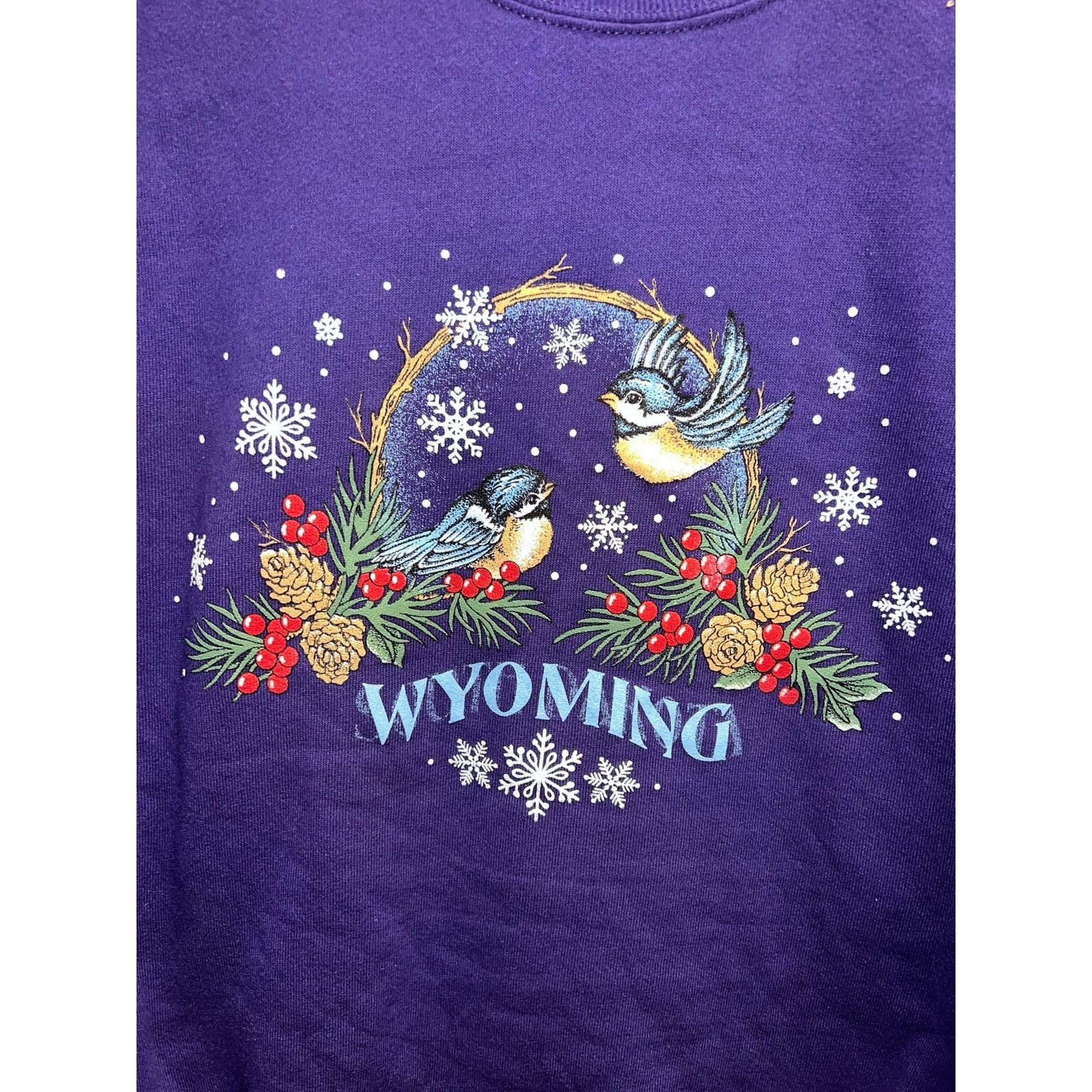 Jerzees Vintage Wyoming Sweatshirt Purple Bird Winter Crewneck 90s X Size US XL / EU 56 / 4 - 2 Thumbnail