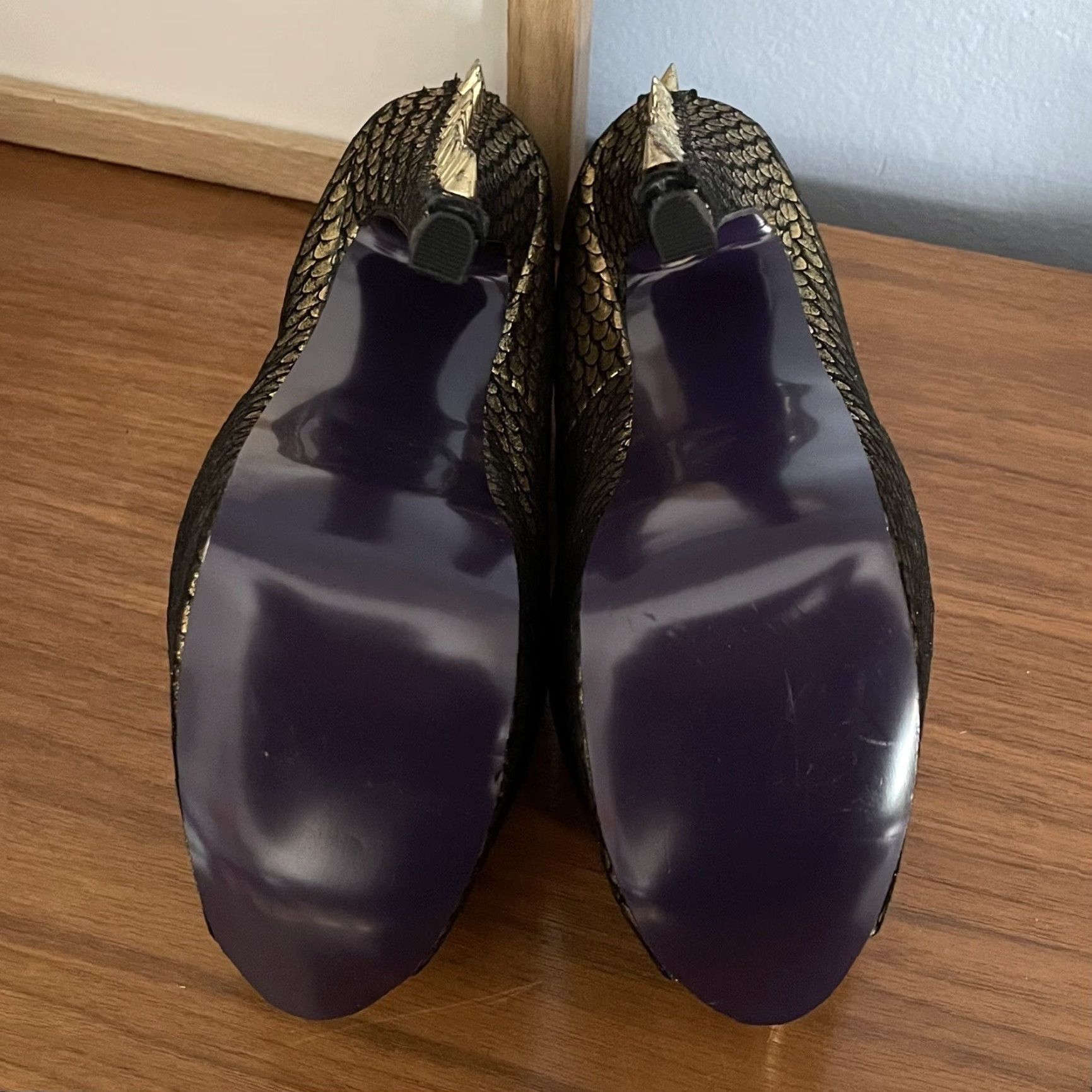Vintage London Trash Citro Gold Metallic Studded Spikes Leather Platform Heels Size 6 Size US 6 / IT 36 - 6 Thumbnail