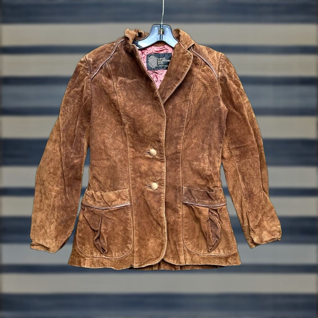Vintage VINTAGE AMI Western Leather Jacket Womens Small Slim Distressed Brown Leather Mid-Length Long Sleeve Casual Jacket Coat Men? No, Women. Size S / US 4 / IT 40 - 1 Thumbnail