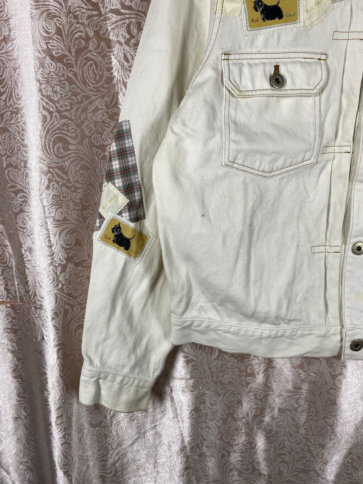 Karl Helmut Vintage Karl Helmut Patchwork Denim Jacket White Japanese Size US M / EU 48-50 / 2 - 7 Thumbnail