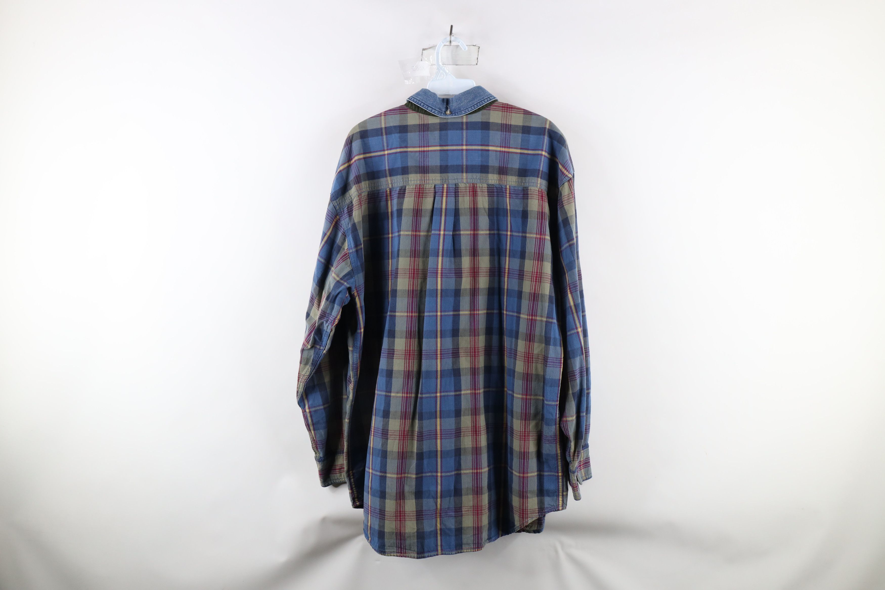 Vintage Vintage 90s Streetwear Denim Collar Button Down Shirt Plaid Size US L / EU 52-54 / 3 - 10 Thumbnail