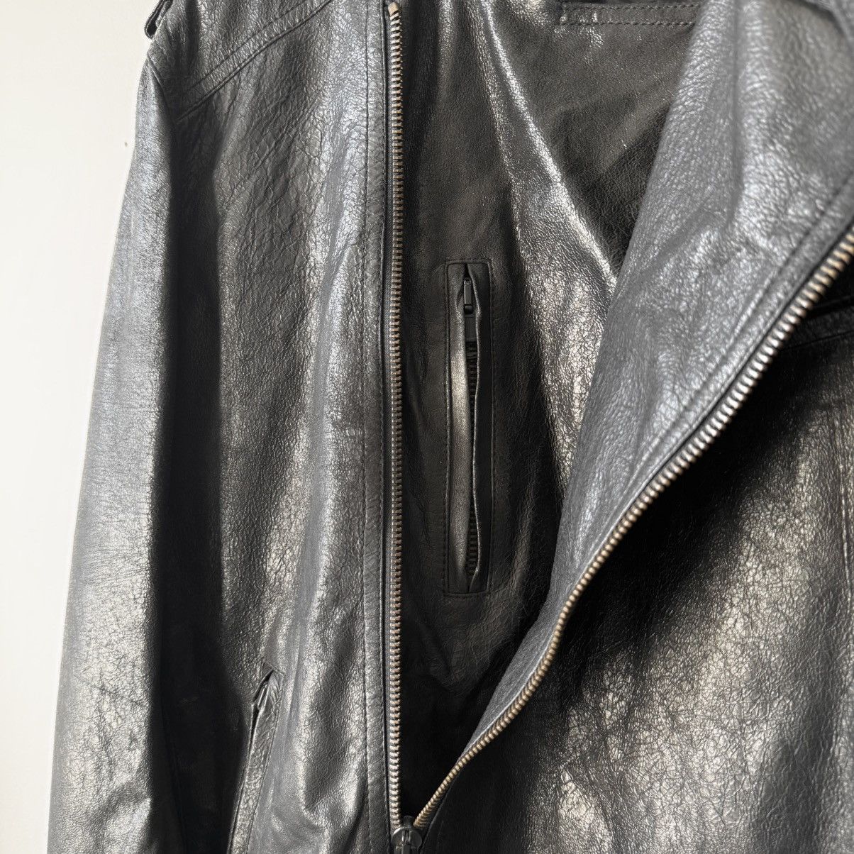 Ann Demeulemeester Ann Demeulemeester SS2003 Black Cracked Leather Biker Jacket Size US L / EU 52-54 / 3 - 5 Thumbnail