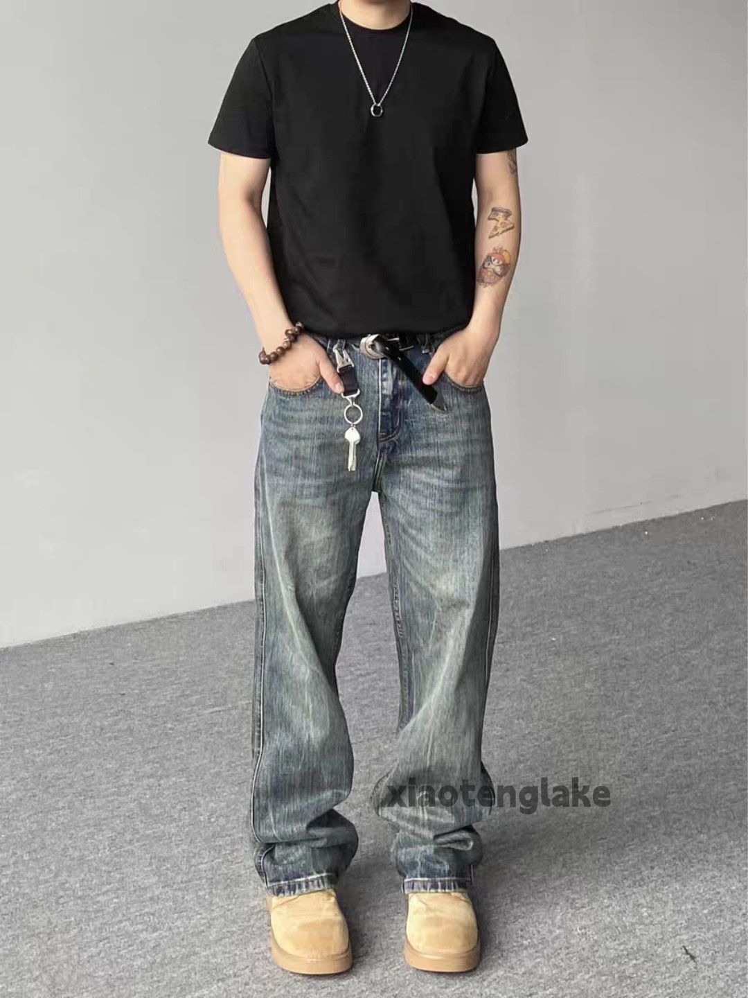 Vintage Washed faded loose baggy punk grunge hiphop jeans Size US 32 / EU 48 - 6 Thumbnail