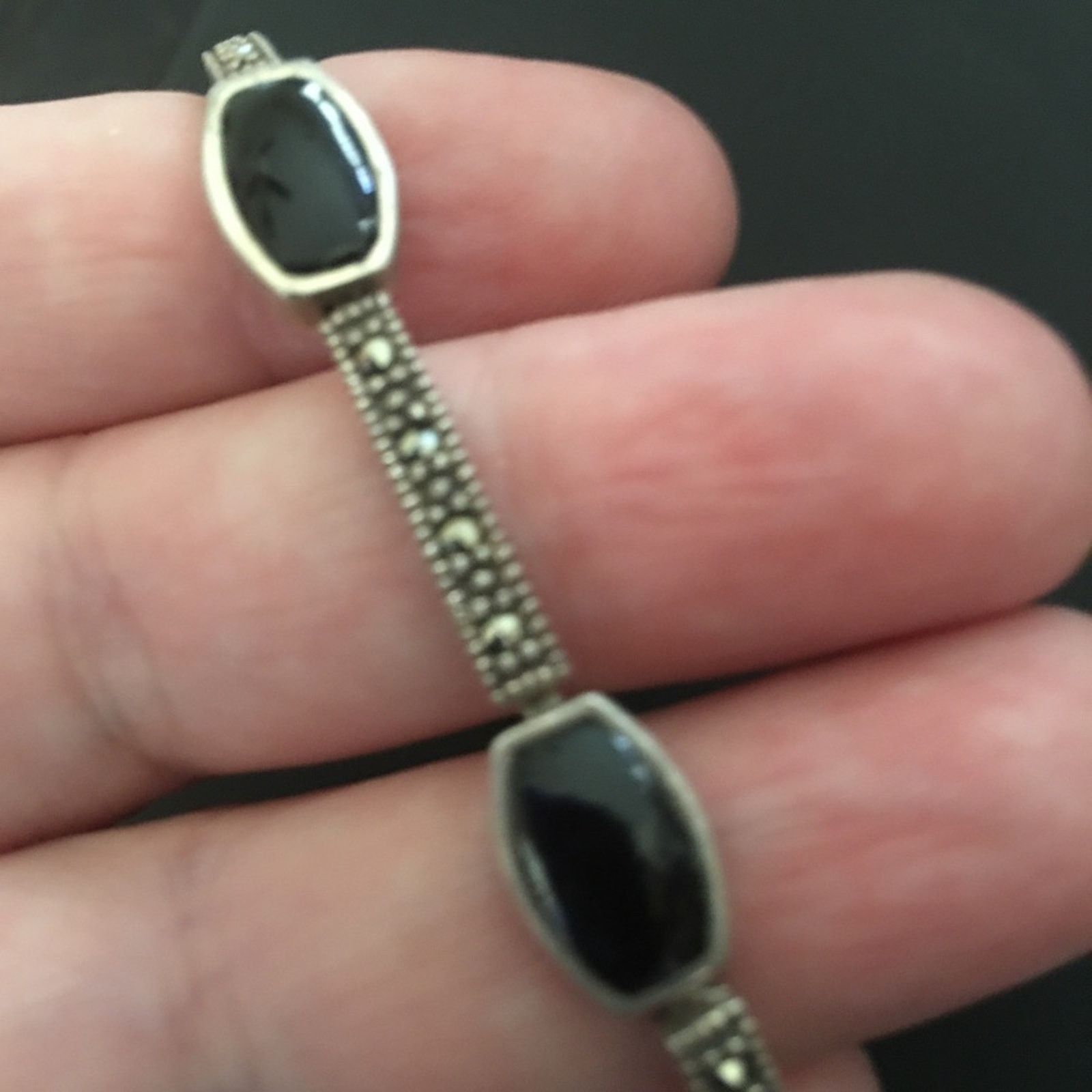 Vintage Vintage sterling black onyx marcasite bracelet Size ONE SIZE - 3 Thumbnail
