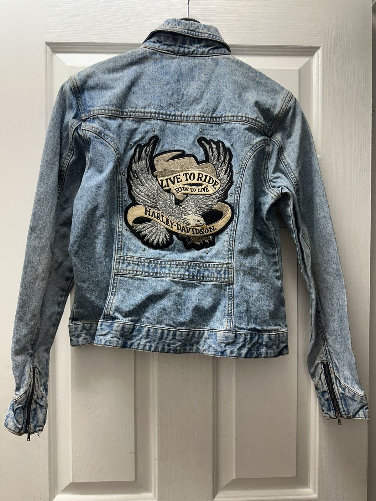 Harley Davidson Harley Davidson Live To Ride Ride To Live Eagle Denim Jacket Size S / US 4 / IT 40 - 12 Thumbnail