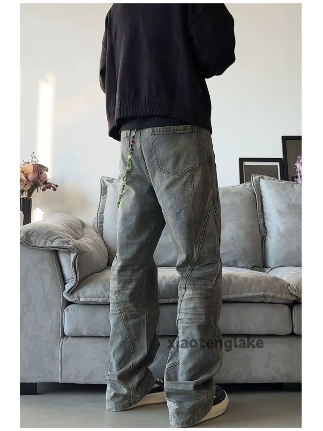 Jean × Vintage washed faded patchwork yuppie stain punk grunge jeans Size US 32 / EU 48 - 6 Thumbnail