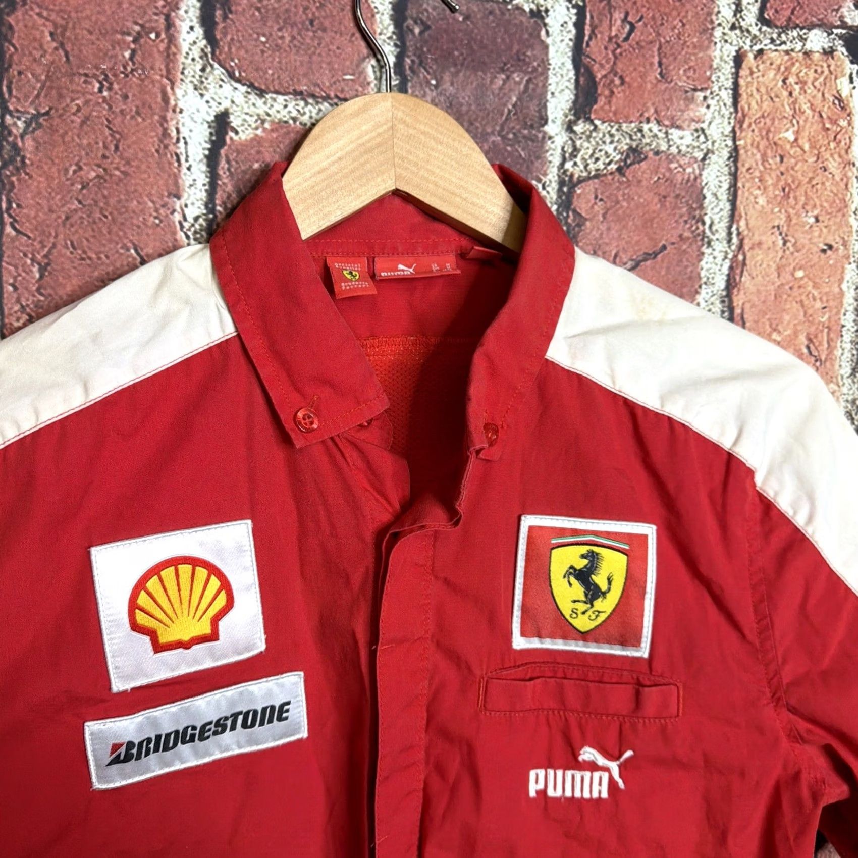 Vintage Ferrari Scuderia Shirt Mens M White Red Button-Up Collared Short Sleeve Casual Cars Shell Size US M / EU 48-50 / 2 - 2 Thumbnail