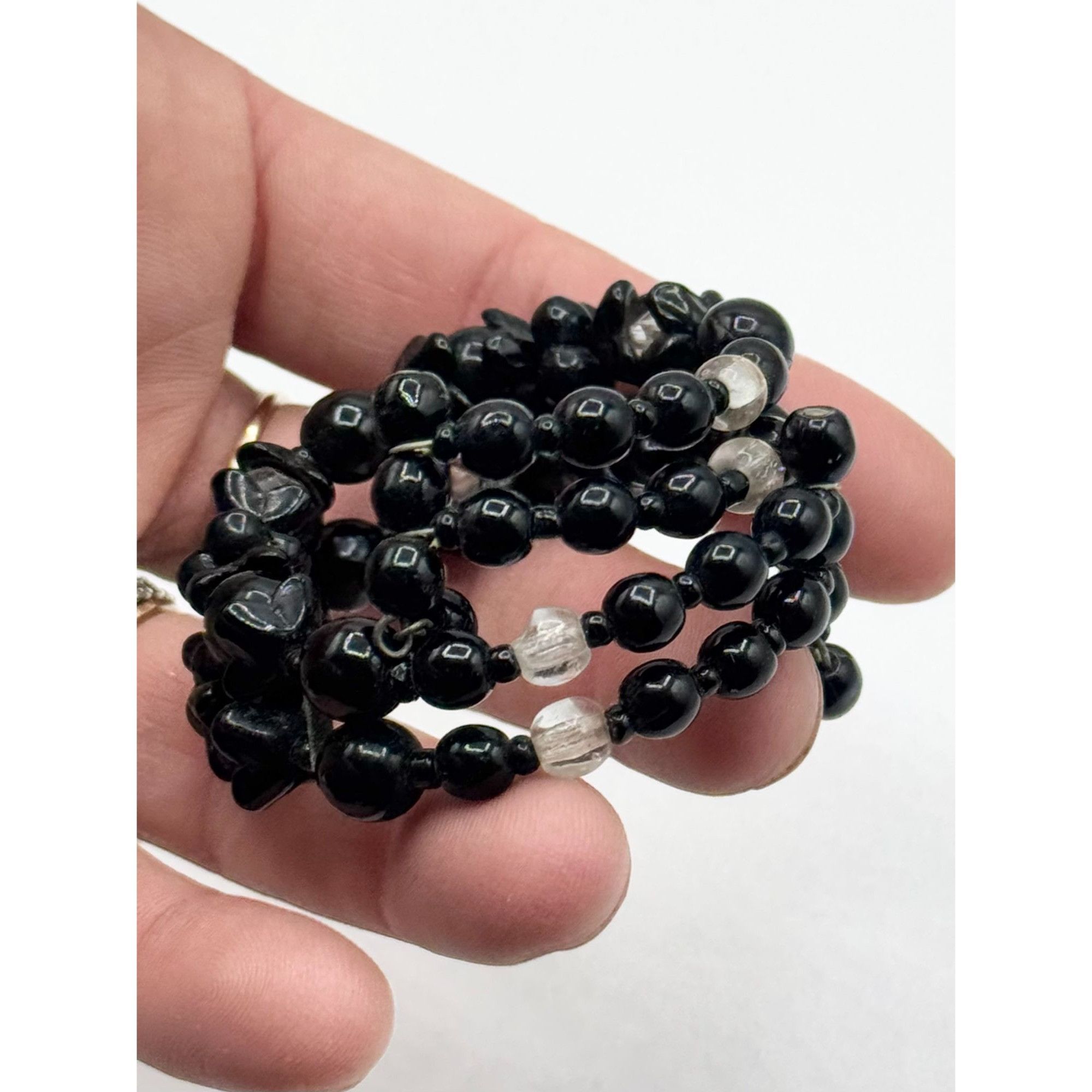 Vintage Vintage black glass beaded cuff bracelet Size ONE SIZE - 4 Thumbnail