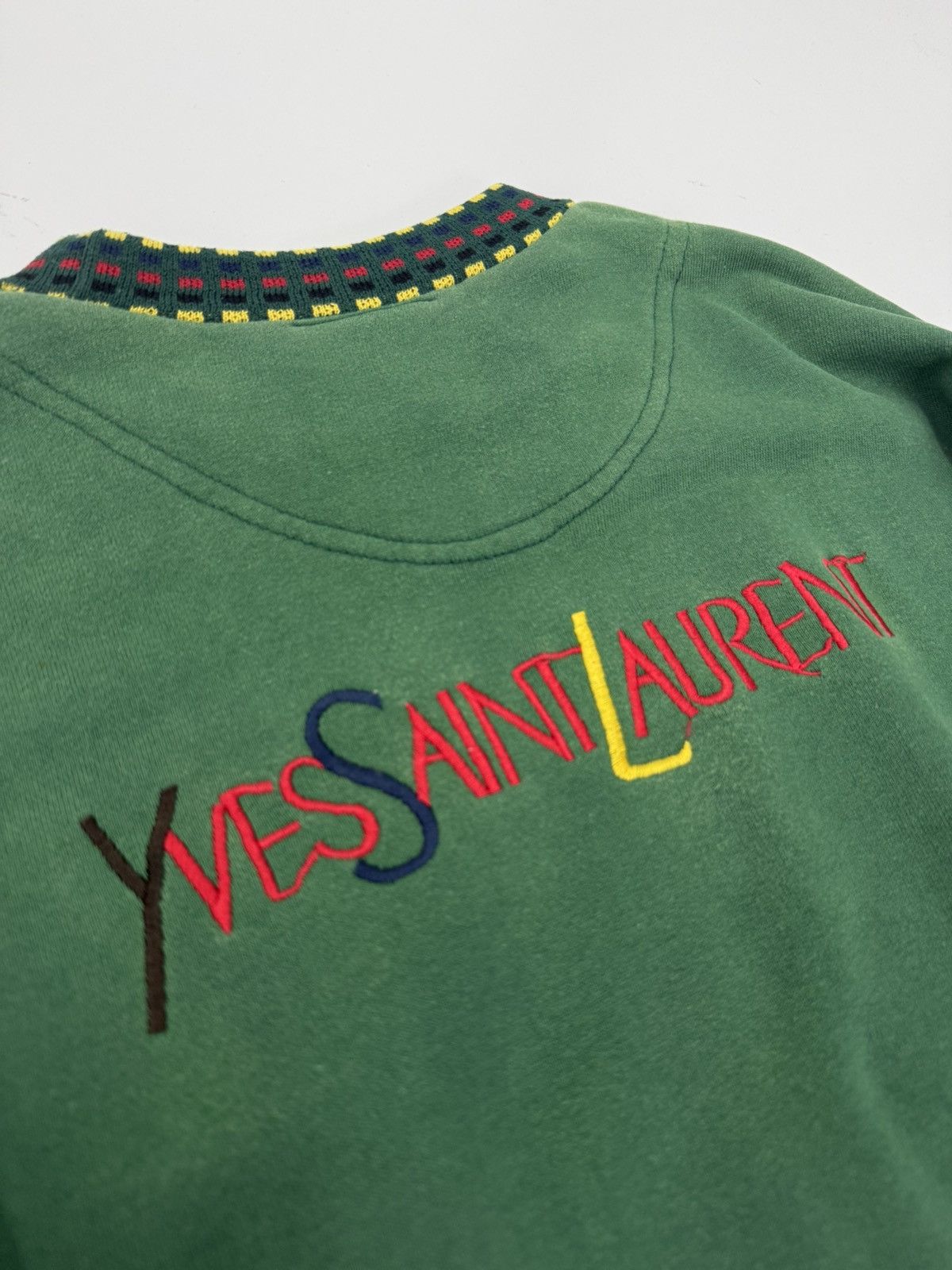 Yves Saint Laurent YvesSaintLaurent Embroided Spellout Logo Sunfaded Sweatshirt Size US M / EU 48-50 / 2 - 12 Thumbnail
